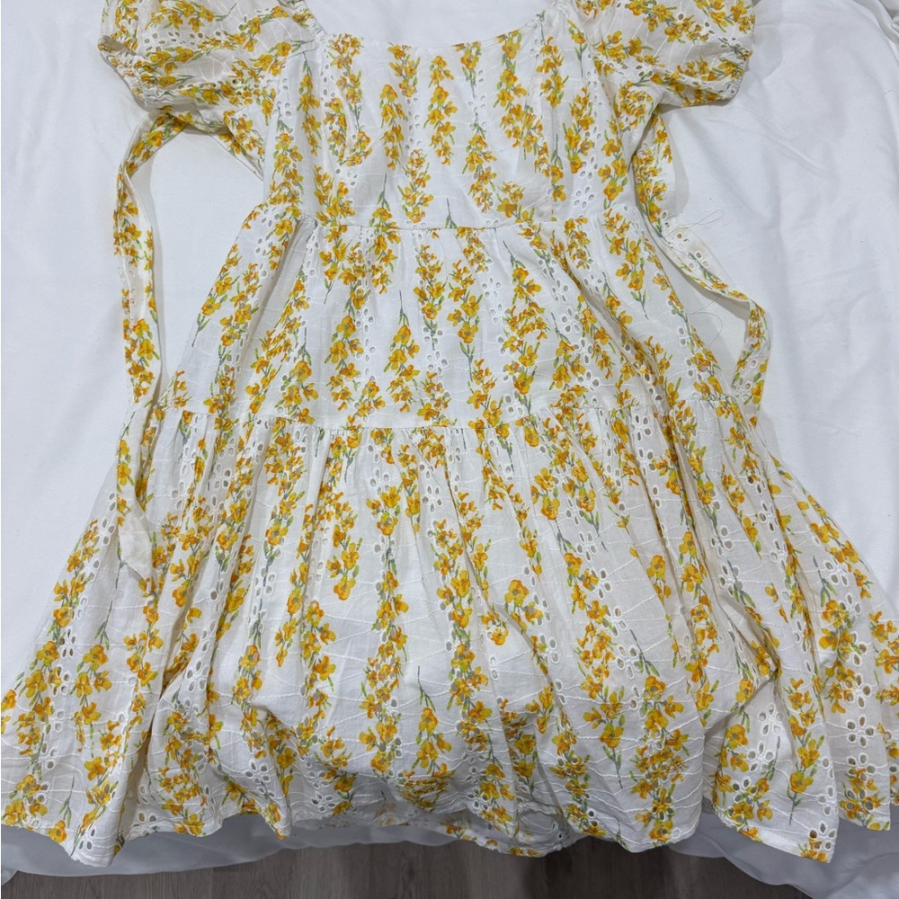 Floral Yellow and White Dress